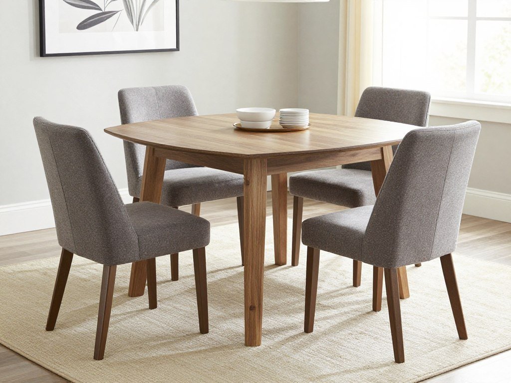 A stylish yet practical dining room table that complements the room's decor while offering comfortable seating