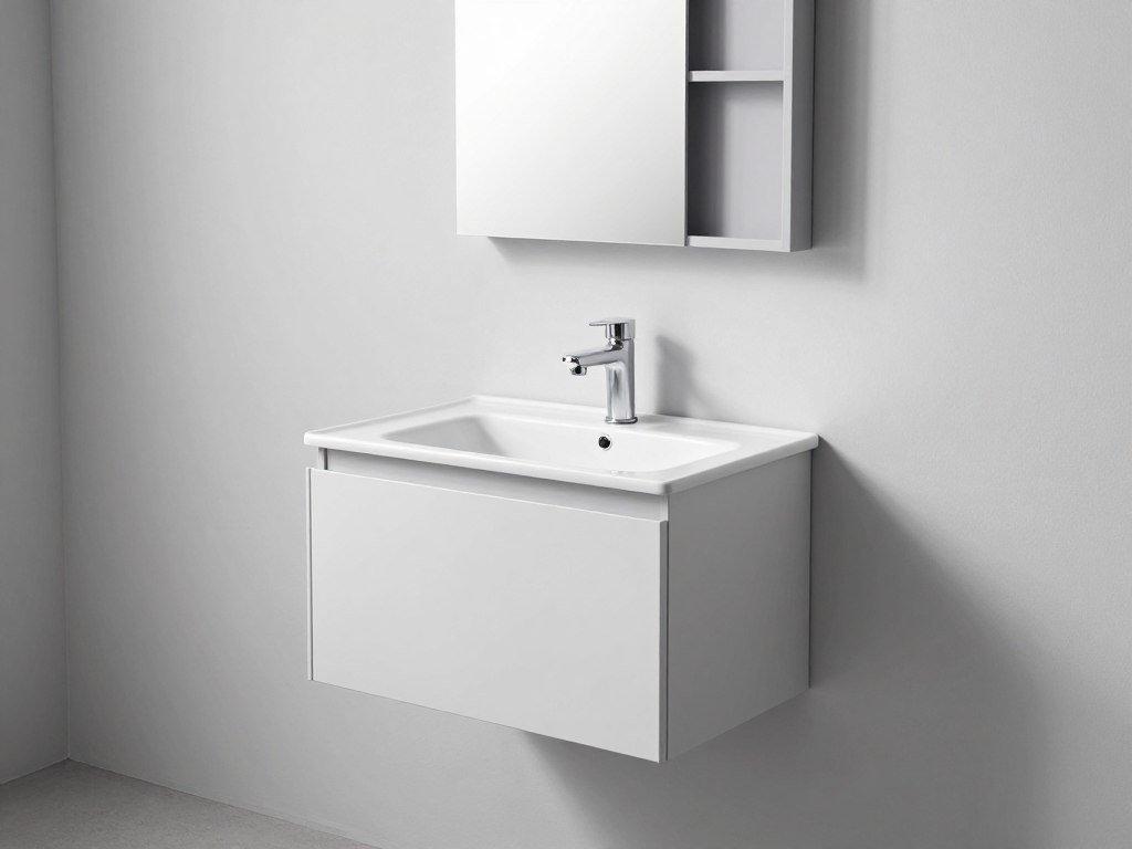 A wall-mounted floating vanity that saves floor space while providing essential functionality