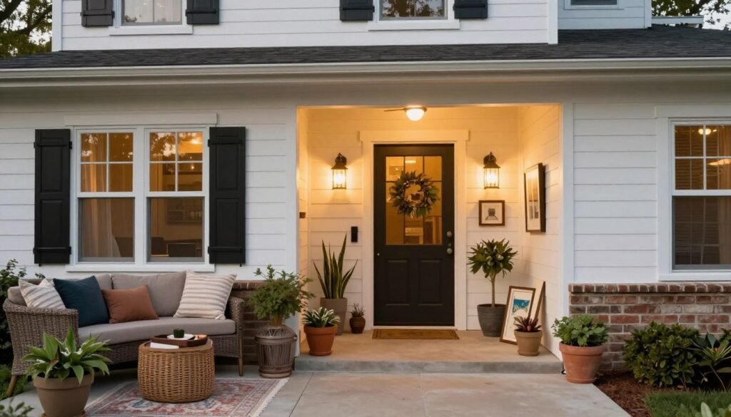 A welcoming front patio combining multiple design elements to create a personalized, inviting space