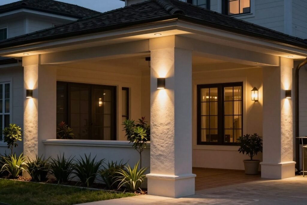 Accent lighting highlighting architectural features