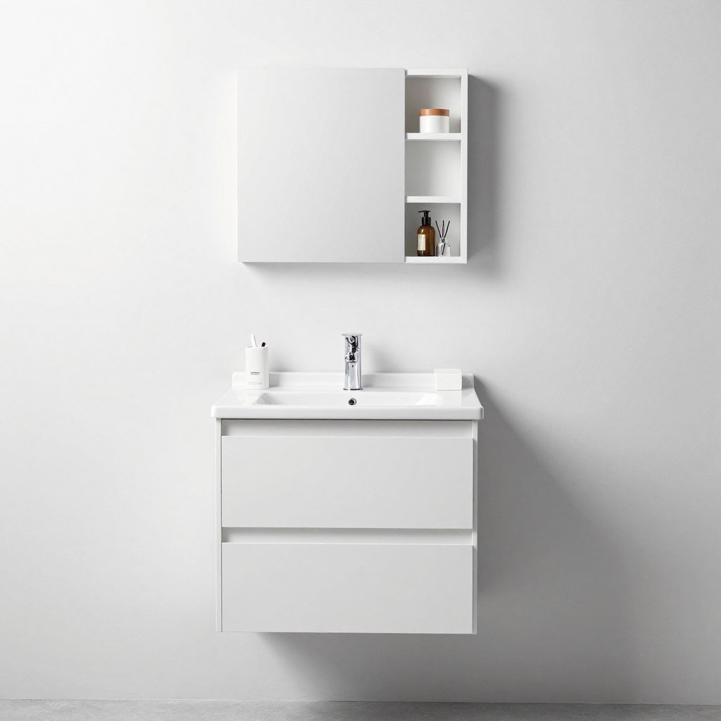 After: Bright powder room with space-saving IKEA LILLÅNGEN vanity
