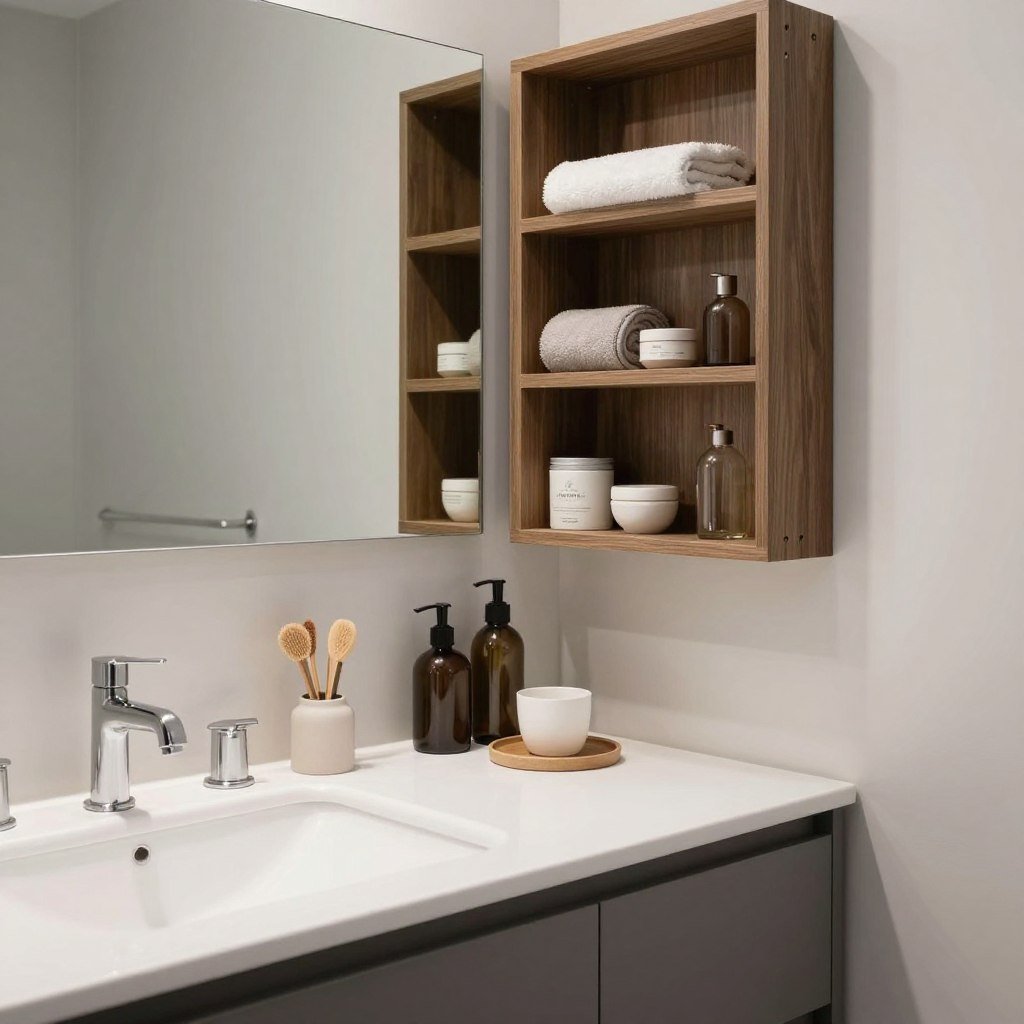 After: Modern bathroom with IKEA GODMORGON vanity and contemporary styling