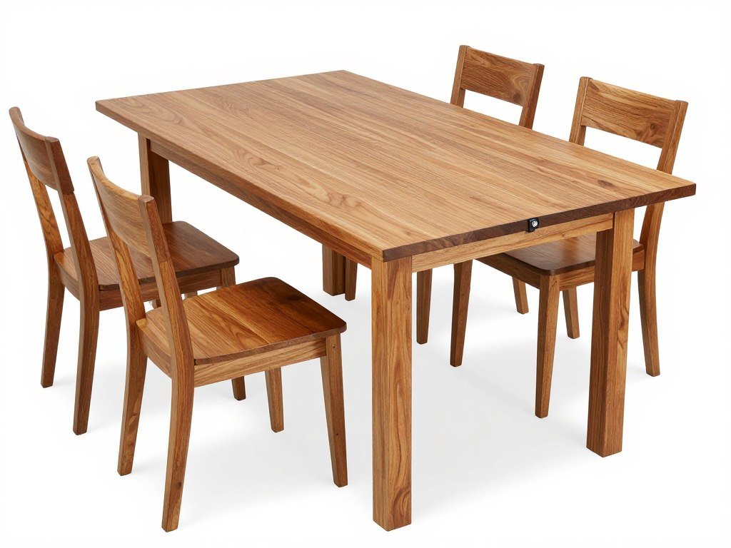 An extendable dining room table shown in both compact and extended positions