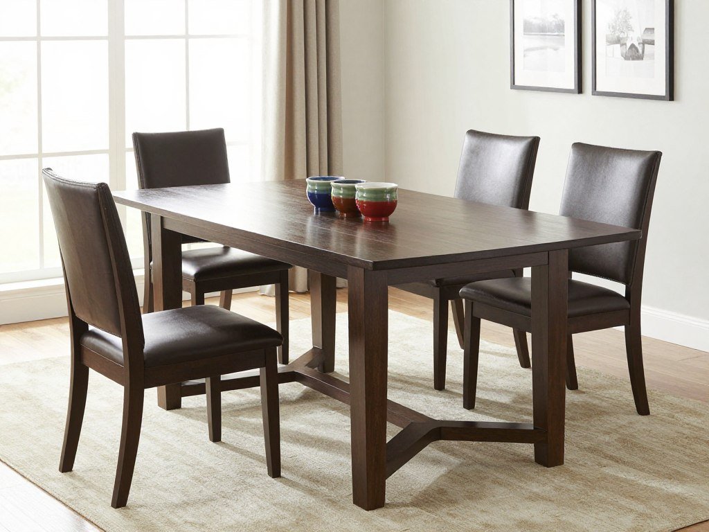 An extendable farmhouse dining table shown in both compact and extended positions