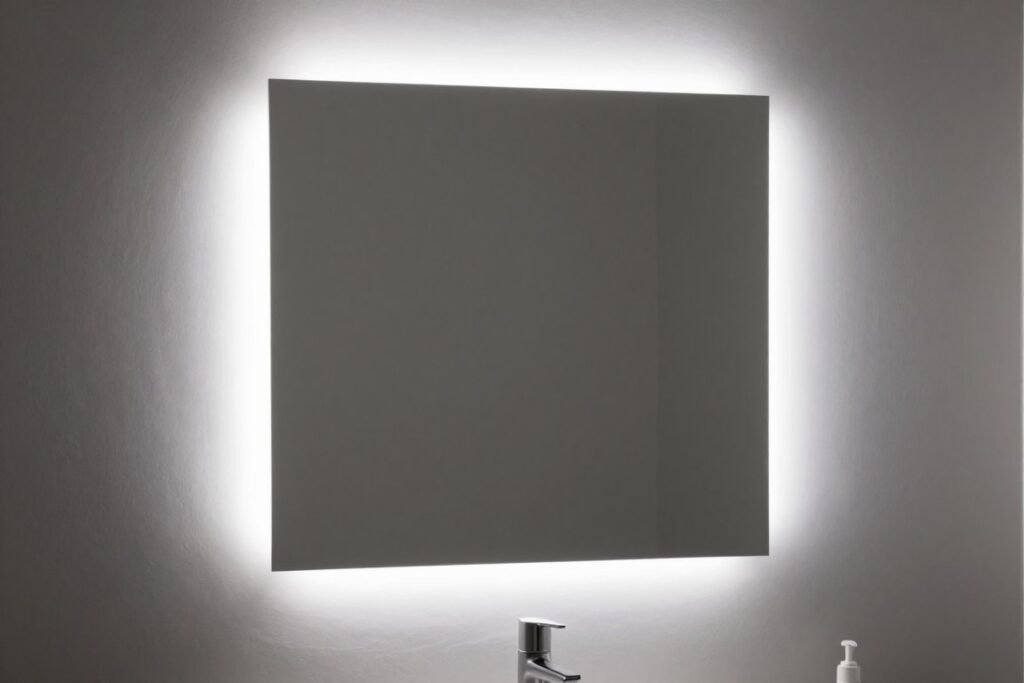 Backlit bathroom mirror with integrated LED lighting