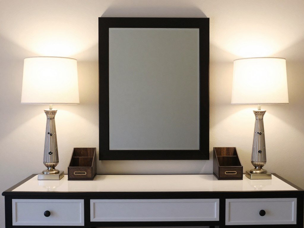 Balanced vanity inspo with symmetrical arrangement of decorative elements