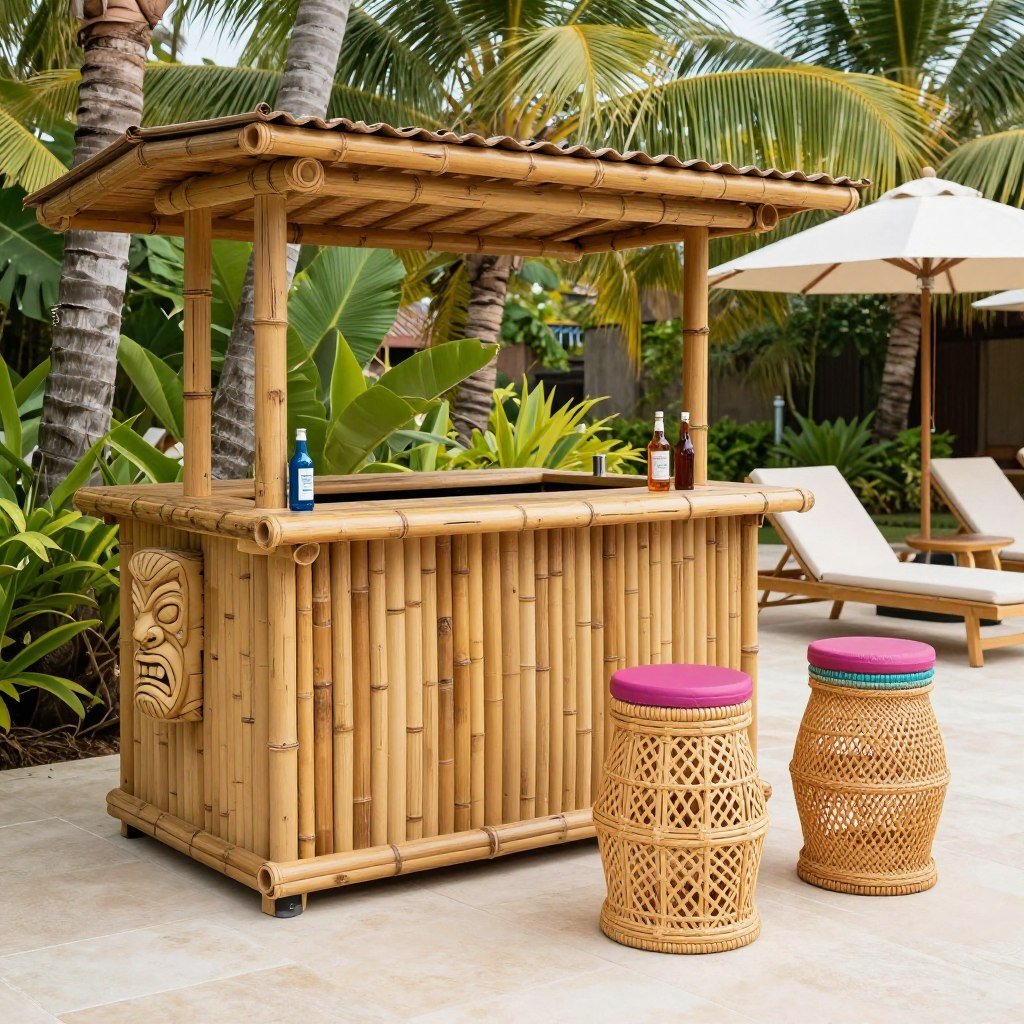 Bamboo and rattan furniture creating a tropical atmosphere