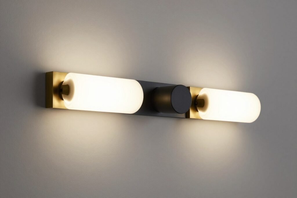 Bathroom vanity light with mixed brass and matte black finish
