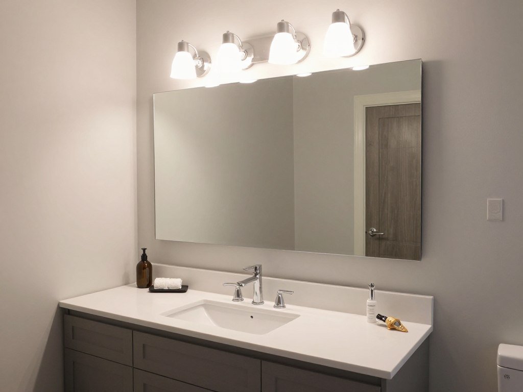 Beautiful bathroom with perfect vanity lighting over mirror