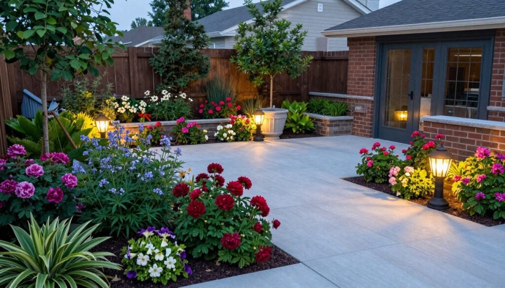 Beautiful, cohesive patio landscape incorporating multiple design elements discussed in the article