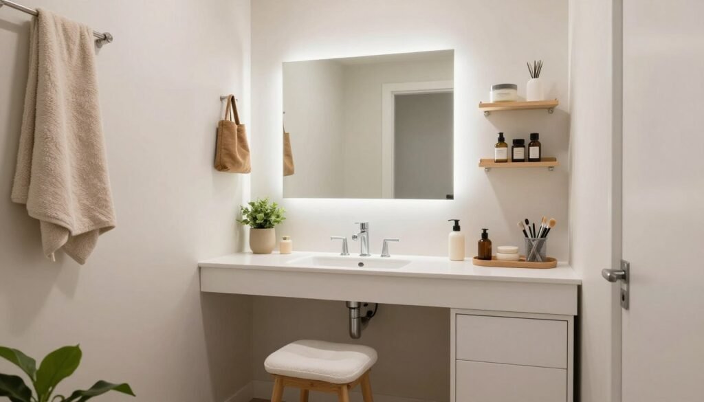 Beautiful complete vanity room with all elements perfectly arranged Beautiful complete vanity room with all elements perfectly arranged