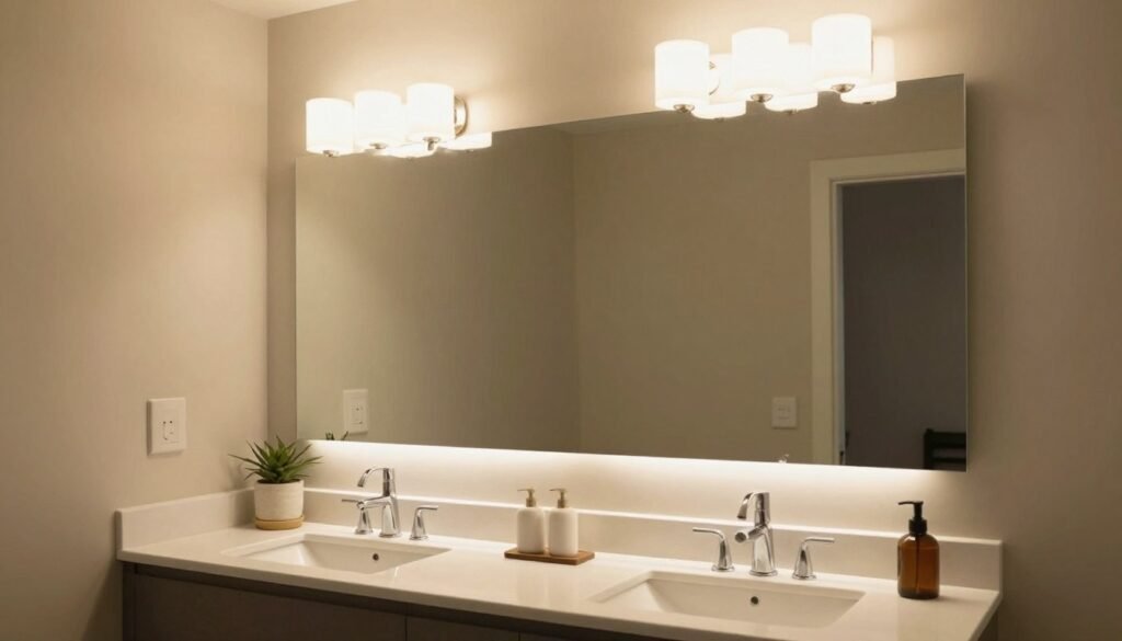 Beautifully designed bathroom with perfect vanity lighting creating a relaxing atmosphere