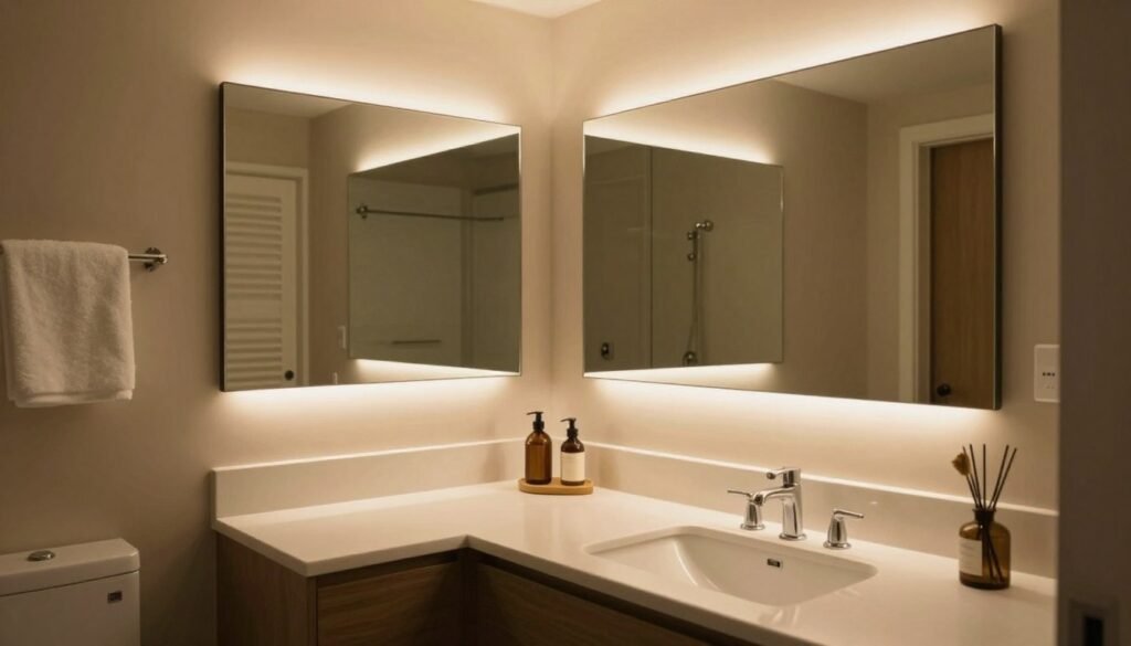 Beautifully lit bathroom with perfect vanity lighting creating a spa-like atmosphere