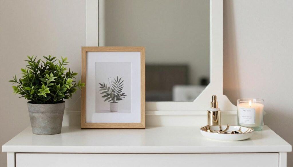 Beautifully personalized makeup vanity with decorative elements