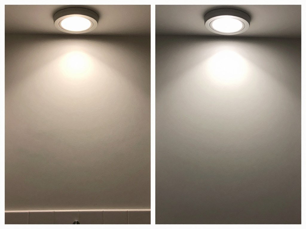 Before and after of DIY bathroom lighting upgrade