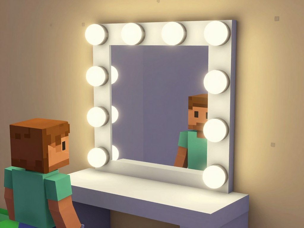 Bloxburg build hack showing how to create an illuminated vanity mirror effect Bloxburg build hack showing how to create an illuminated vanity mirror effect
