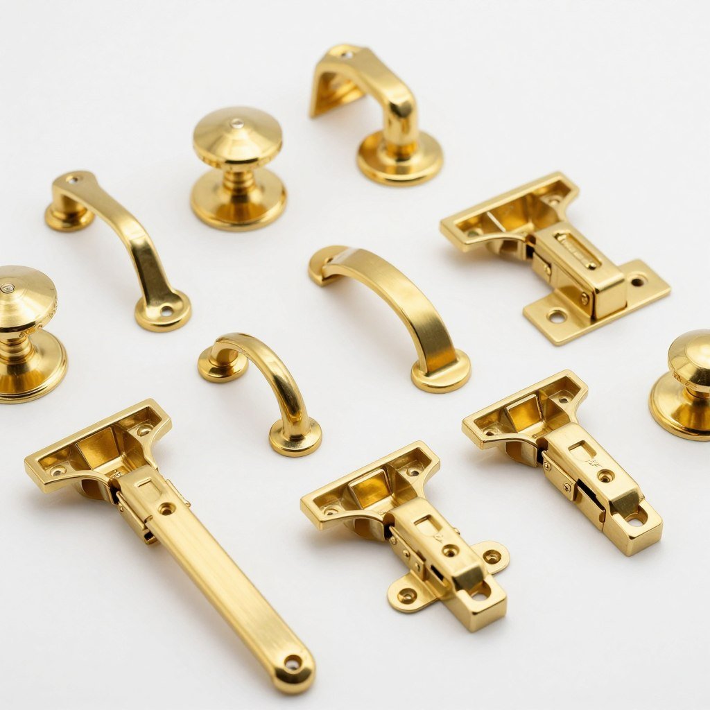 Brass hardware for built-in hutch dining room