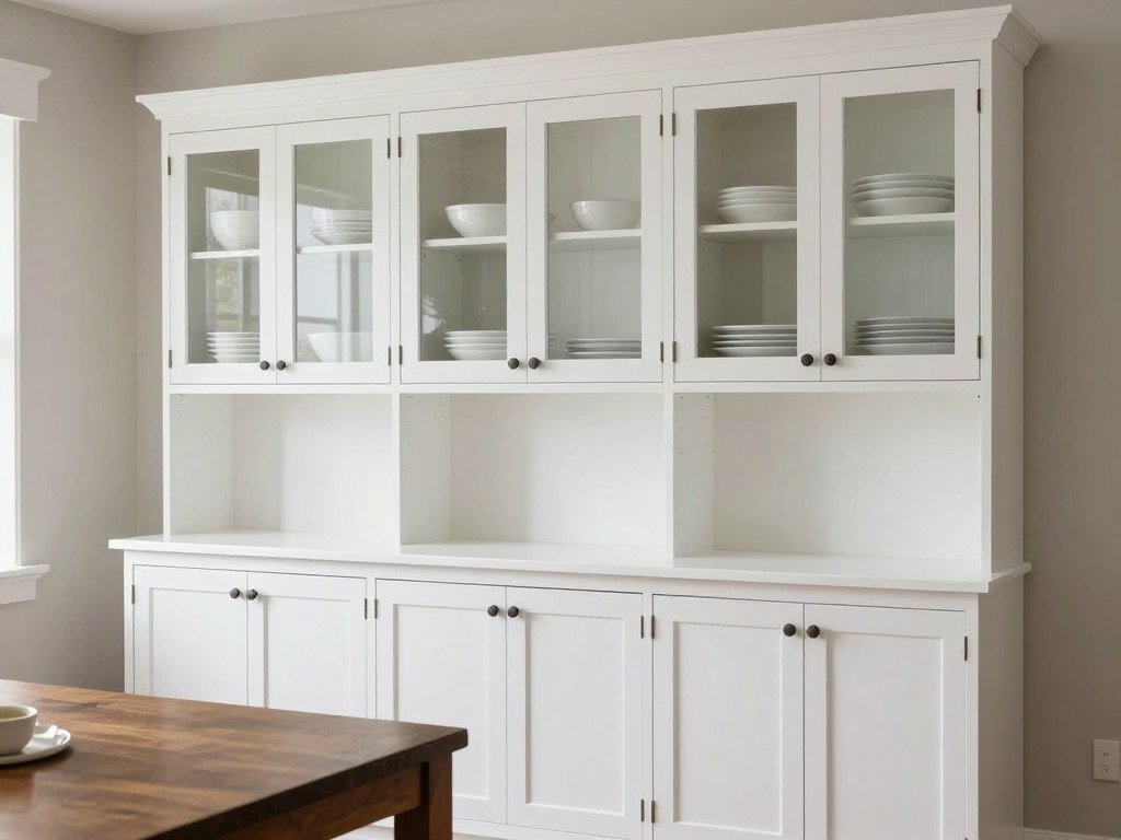 Classic Shaker style built-in hutch dining room with simple lines