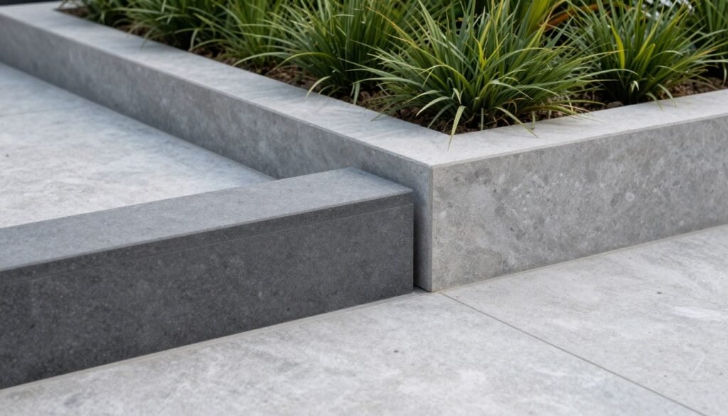 Clean edges and transitions between materials in a modern landscape