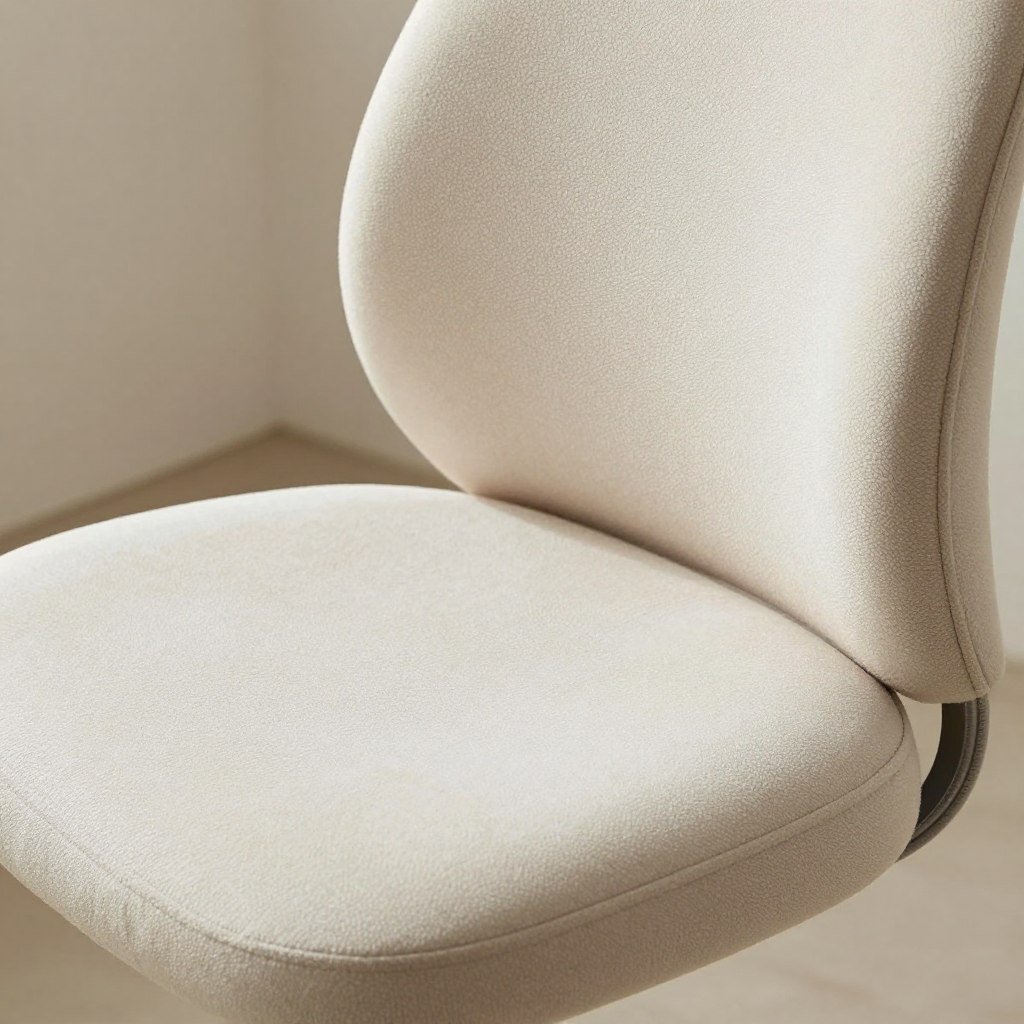 Close-up of plush vanity chair cushioning and back support