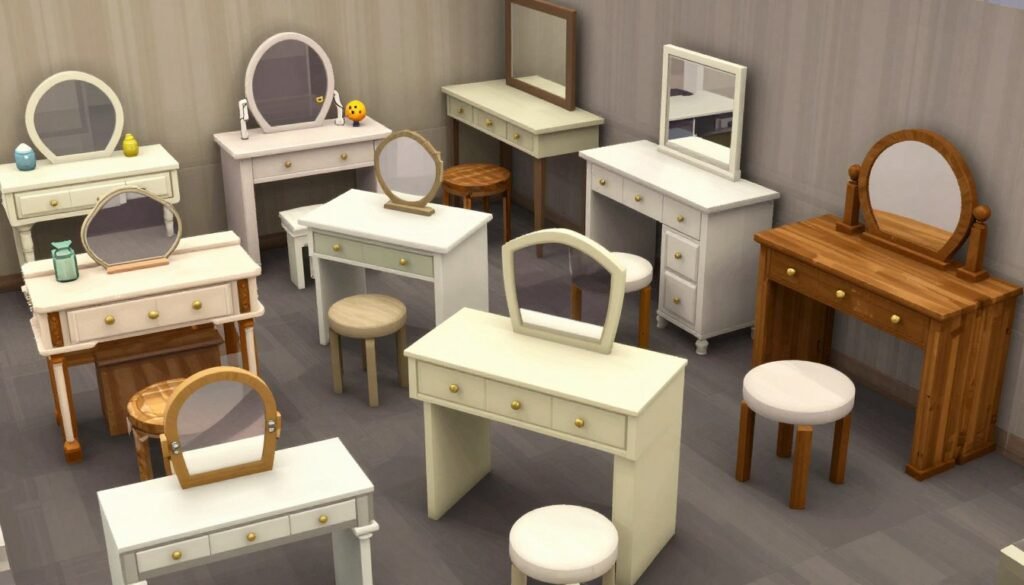 Collection of different vanity furniture options available in Bloxburg Collection of different vanity furniture options available in Bloxburg