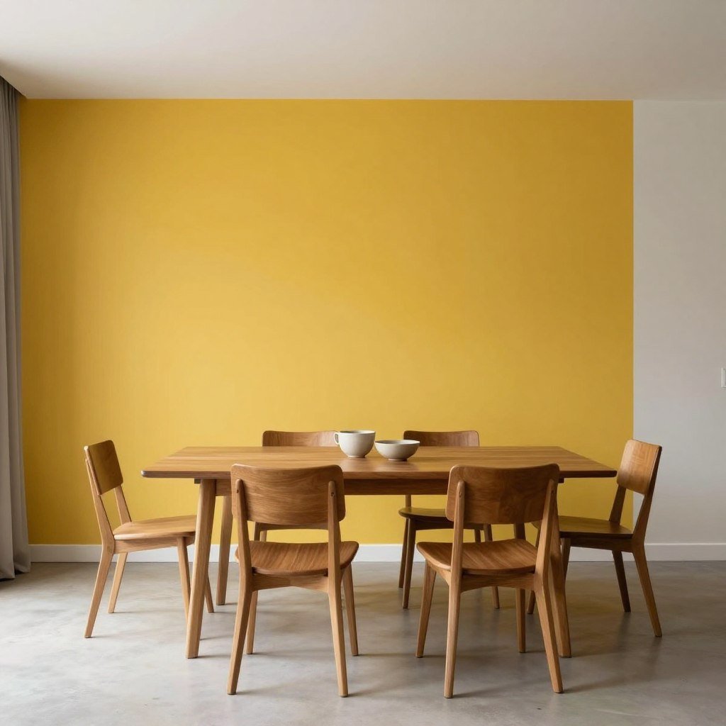 Color blocking technique in a mid century modern dining room