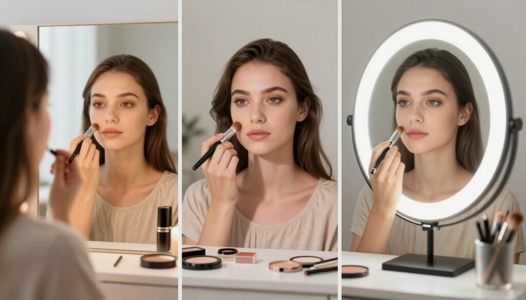 Comparison of different lighting options for makeup application