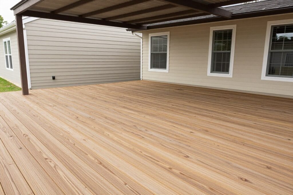 Composite decking on covered patio