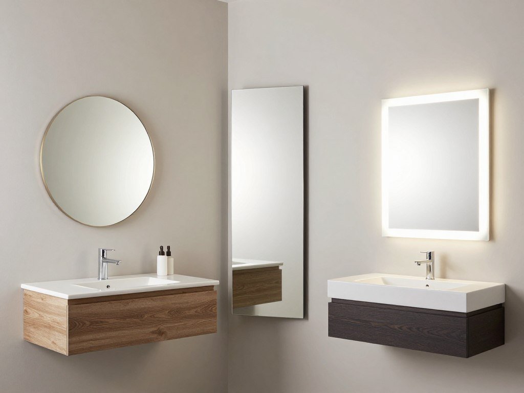 Contemporary bathroom mirrors for floating vanity setups