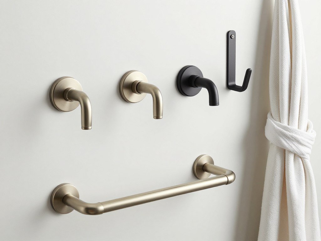 Coordinated hardware and fixtures for double sink bathroom vanities