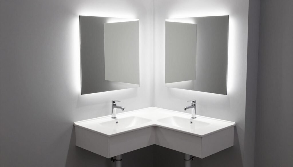 Corner vanity inspo maximizing awkward space with smart design