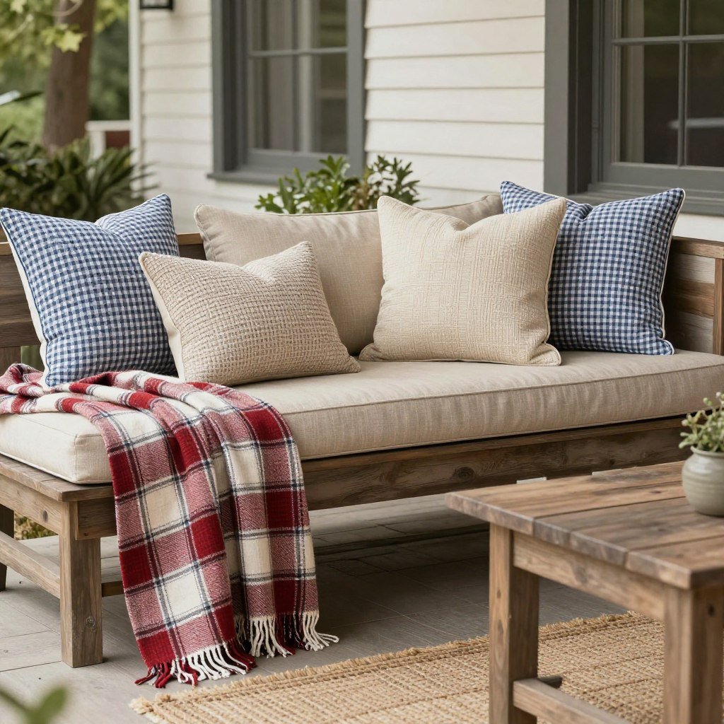 Cozy textiles with plaid and gingham patterns