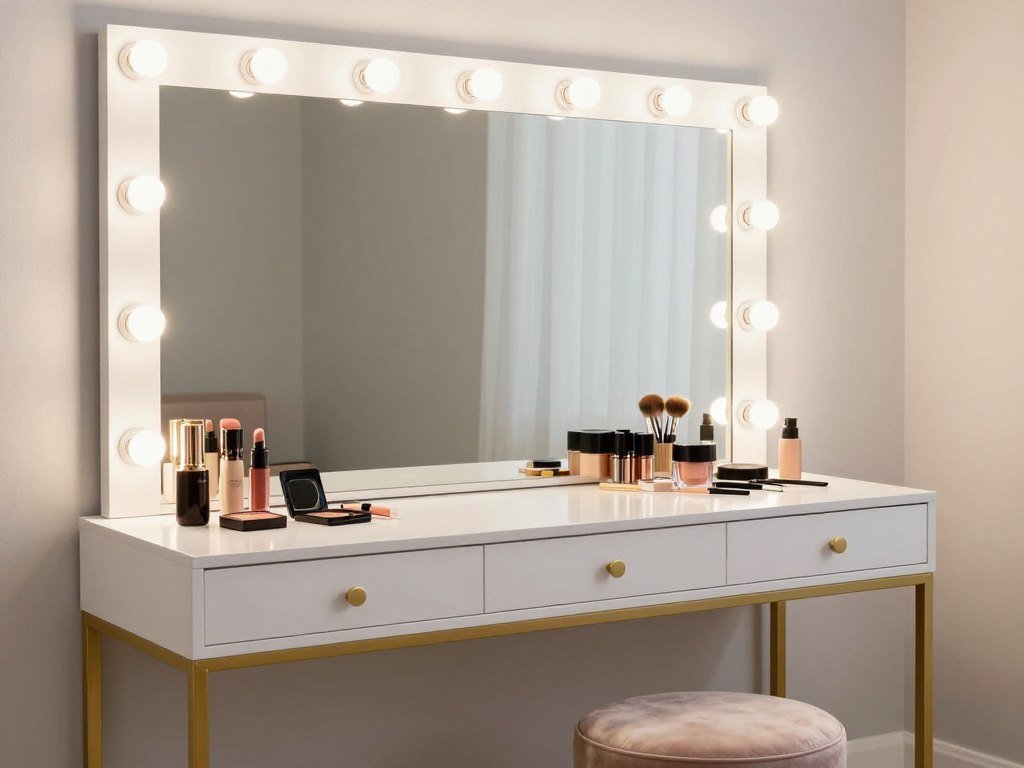 DIY Hollywood-style vanity with lighted mirror