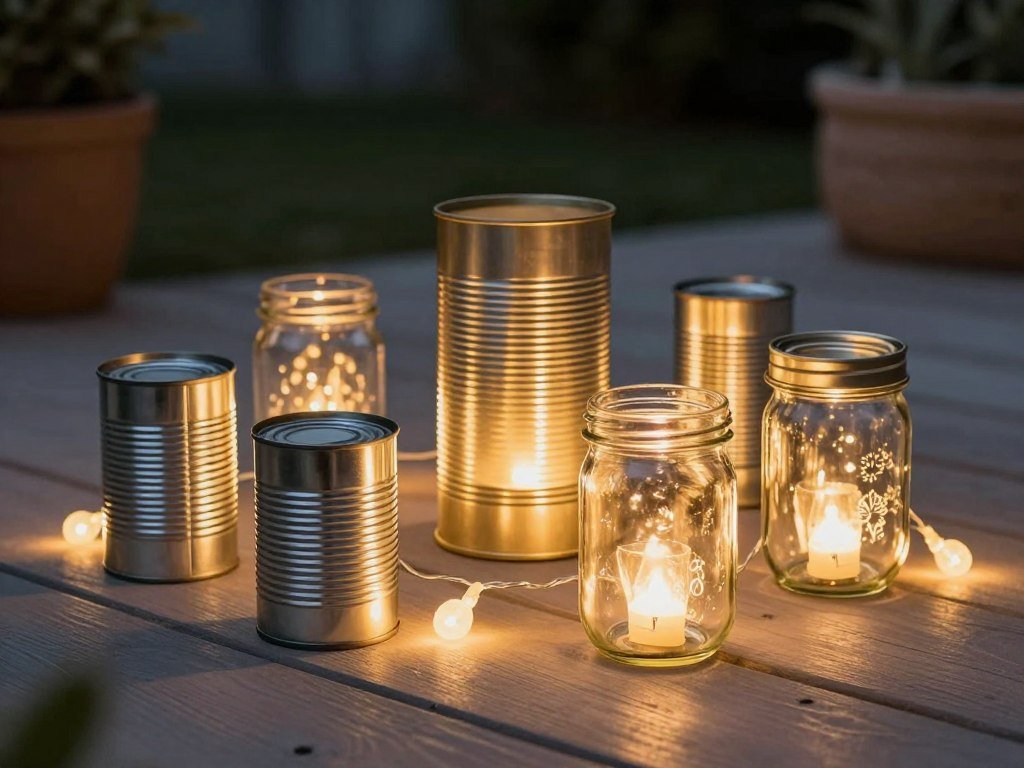 DIY budget-friendly patio lighting using repurposed materials