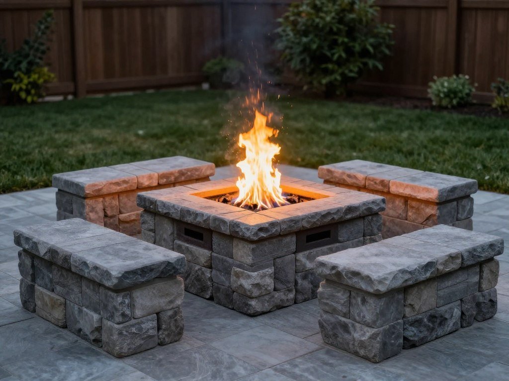 DIY fire pit with simple seating on a budget back patio DIY fire pit with simple seating on a budget back patio