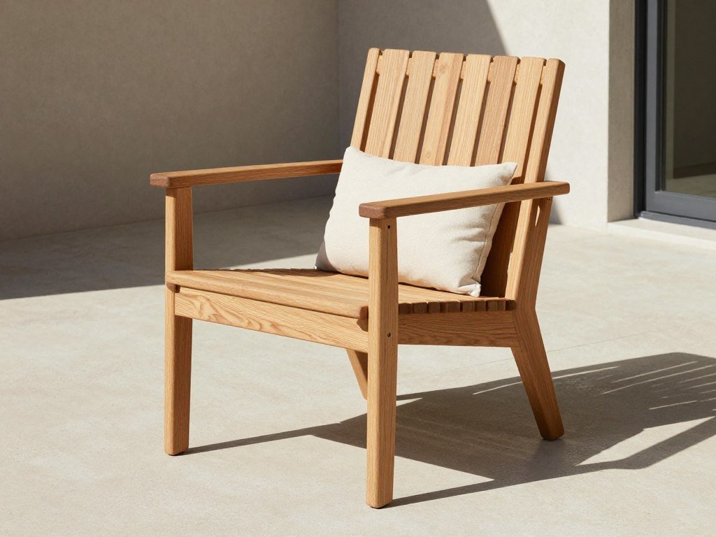 DIY modern cedar outdoor chair on a patio