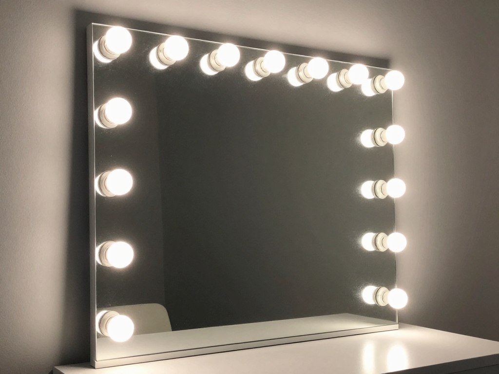 DIY vanity inspo with custom lighting installation around mirror