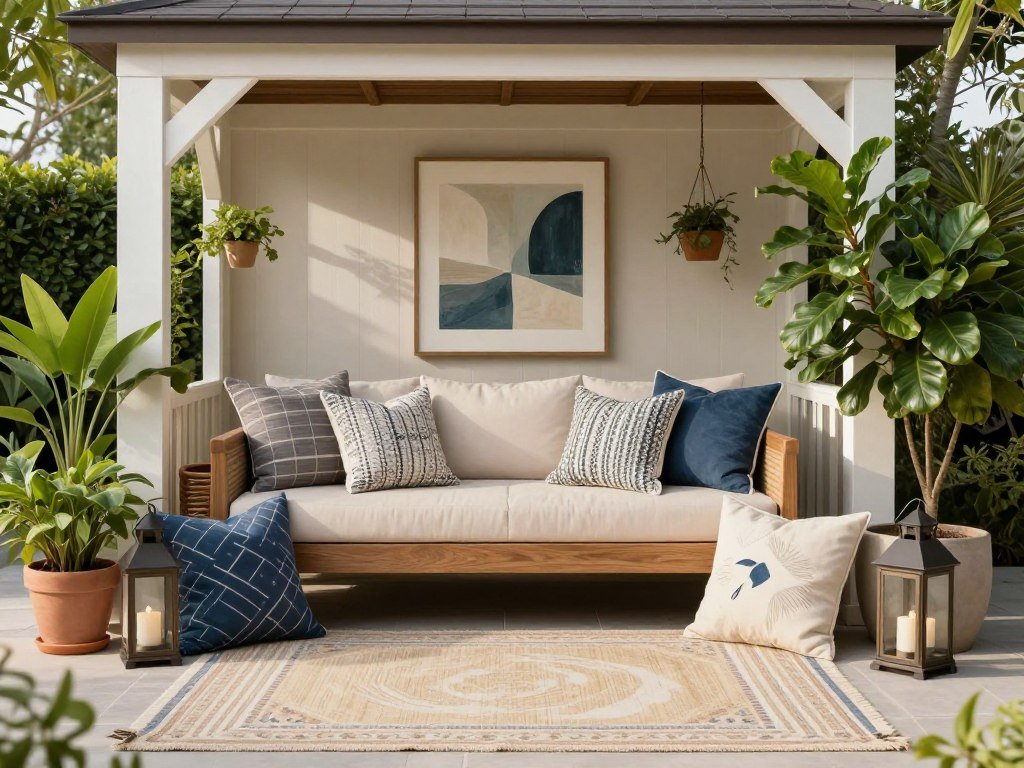 Decorative elements for pavilions including plants and accessories