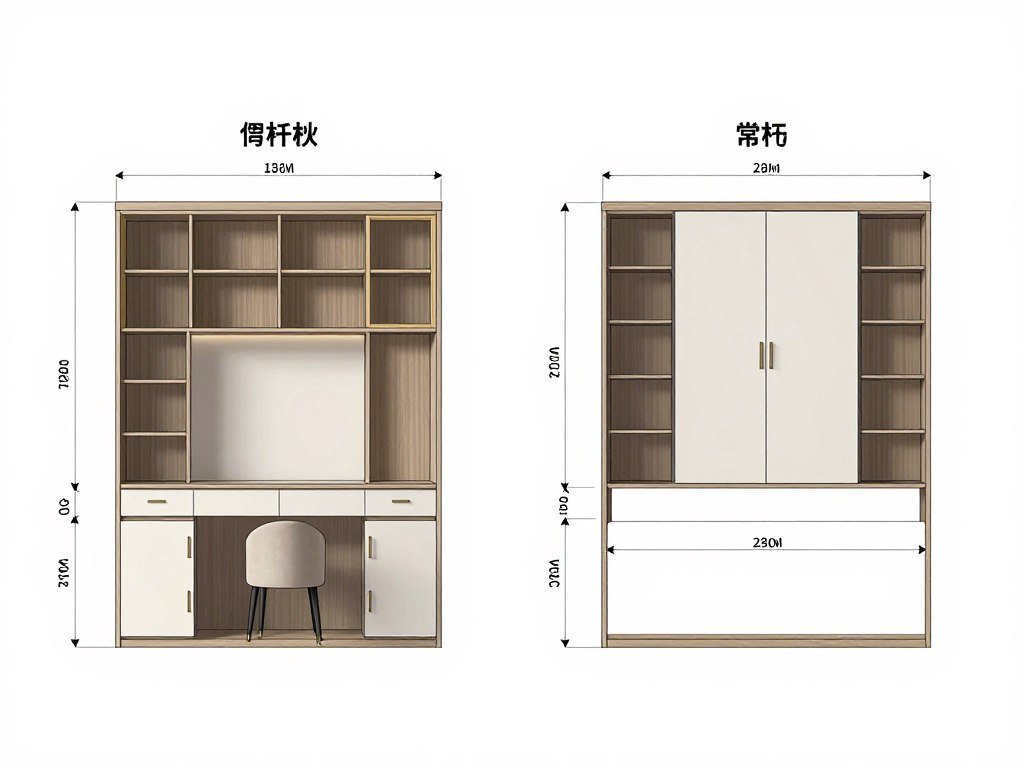 Diagram showing measurements and planning considerations for dining room cabinets built in buffet