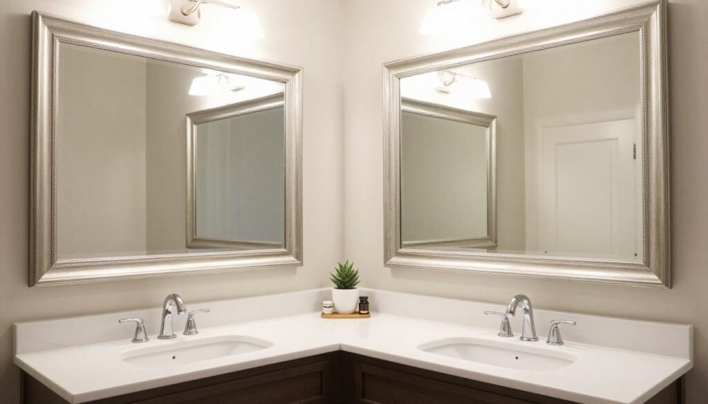 Different mirror configurations for double sink bathroom vanities