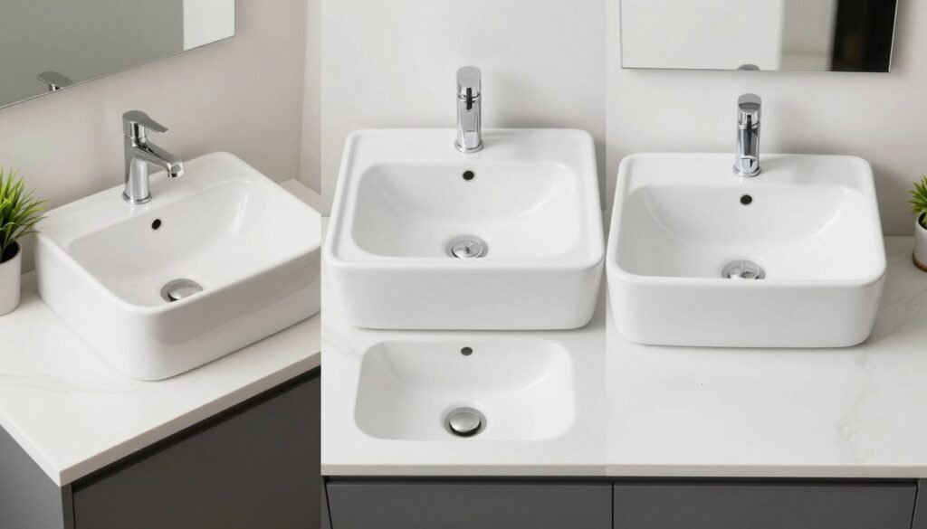 Different sink types for double sink bathroom vanities