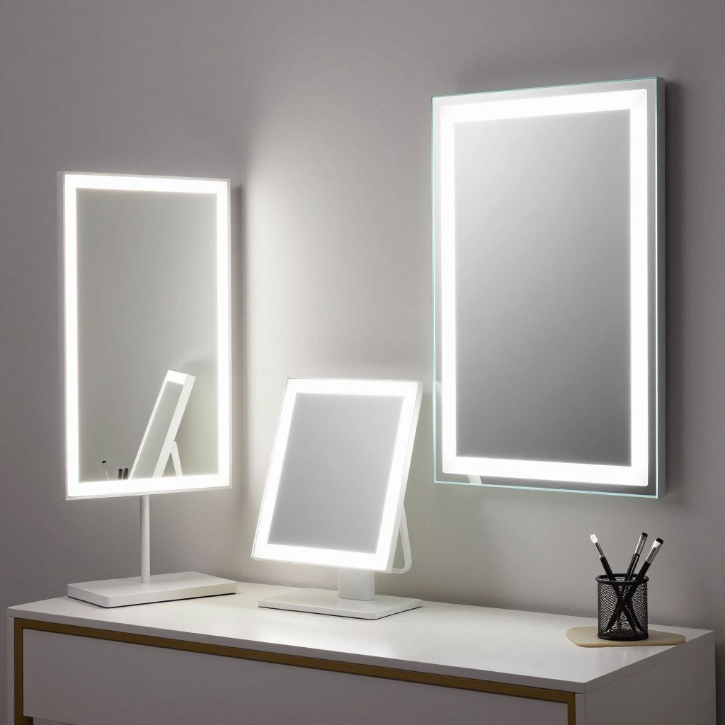 Different sizes of vanity mirrors from tabletop to wall-mounted options