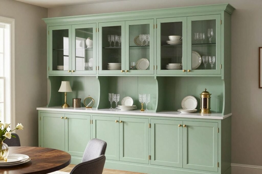 Dining room built in buffet and hutch combination with serving surface