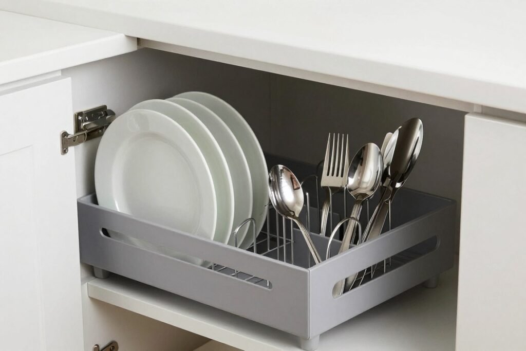 Dining room cabinet with drawer organizers and shelf dividers maximizing storage efficiency Dining room cabinet with drawer organizers and shelf dividers maximizing storage efficiency