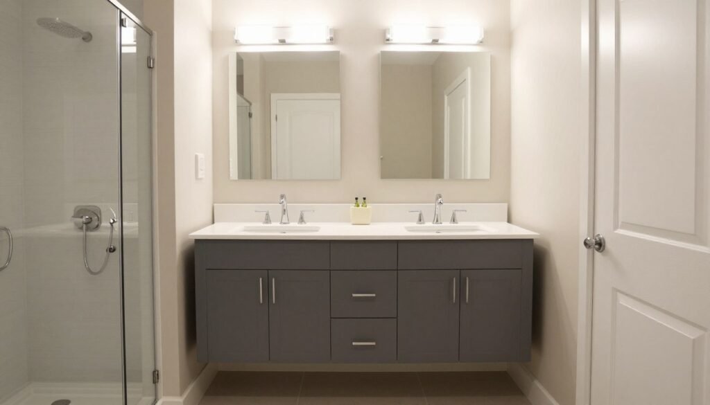 Double vanity bathroom with perfect proportions and balanced design elements