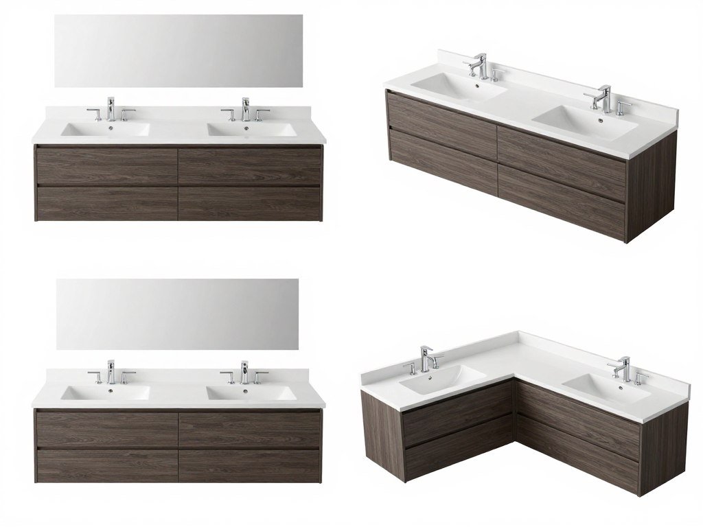Double vanity configuration options showing different sink and counter layouts