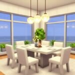 15 Stunning Bloxburg Dining Room Ideas to Transform Your Virtual Home Elegant Bloxburg dining room with large windows and modern furniture
