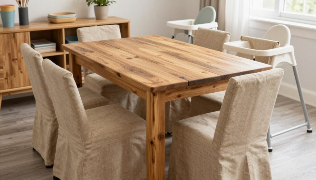 Family-friendly dining set with durable materials and practical features for everyday use