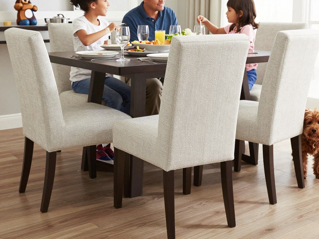 Family-friendly upholstered dining chairs with stain-resistant fabric
