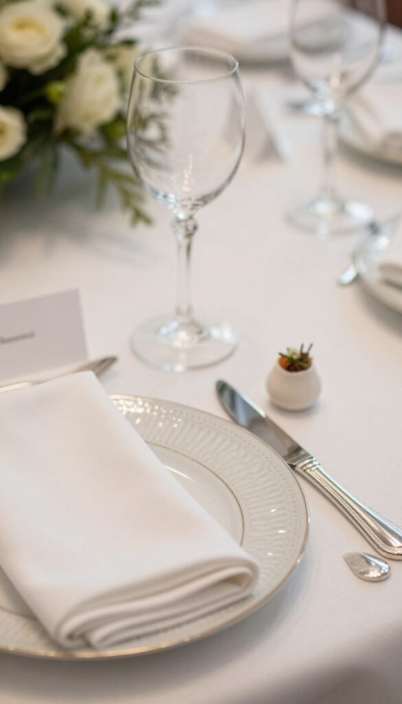 Formal place setting with fine china, crystal, and silver